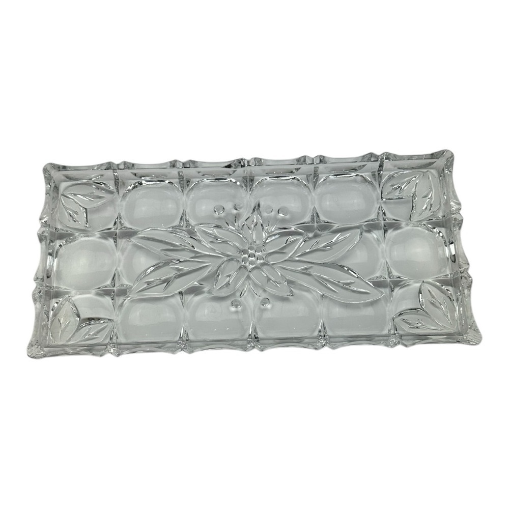Poinsettia Francine Collection Vintage Crystal Tray
